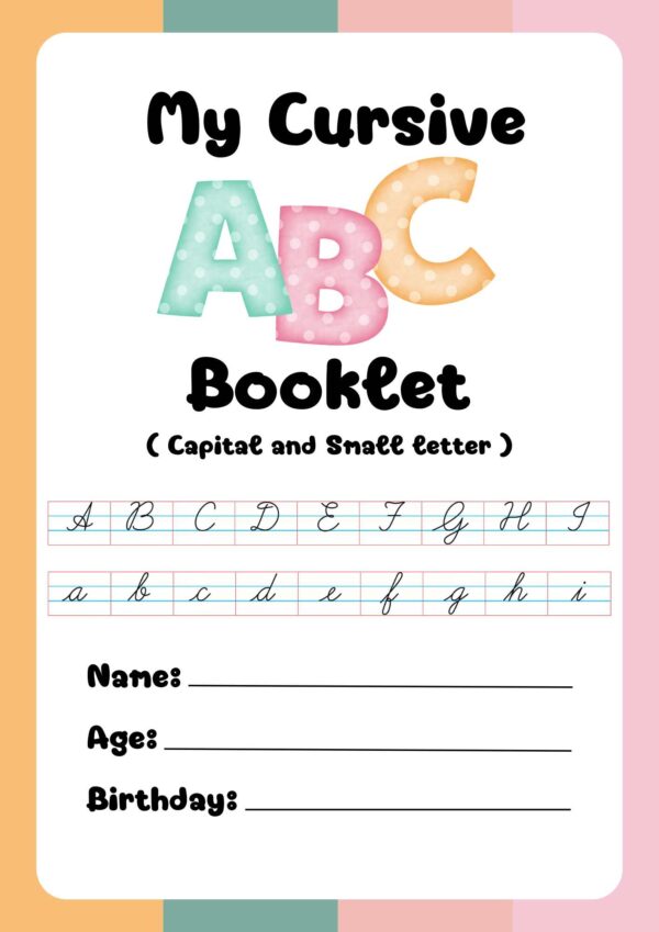 Cursive writing a to z small and capital