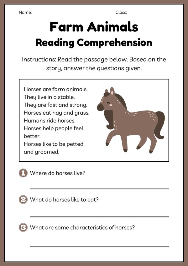 Farm Animals Reading Comprehension