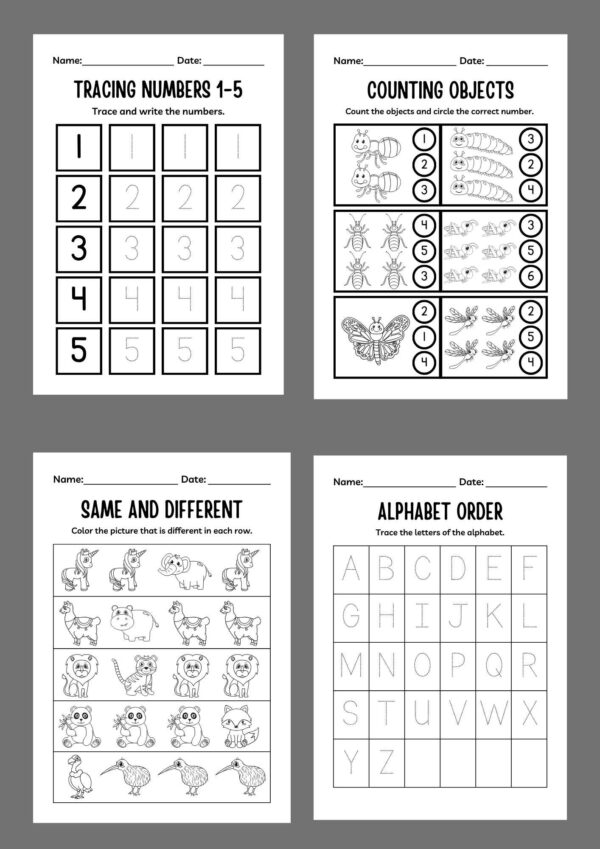 Preschool Learning Pack Worksheets