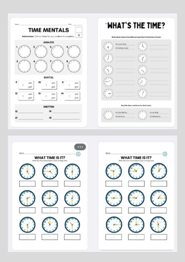 Time Worksheets Class 3